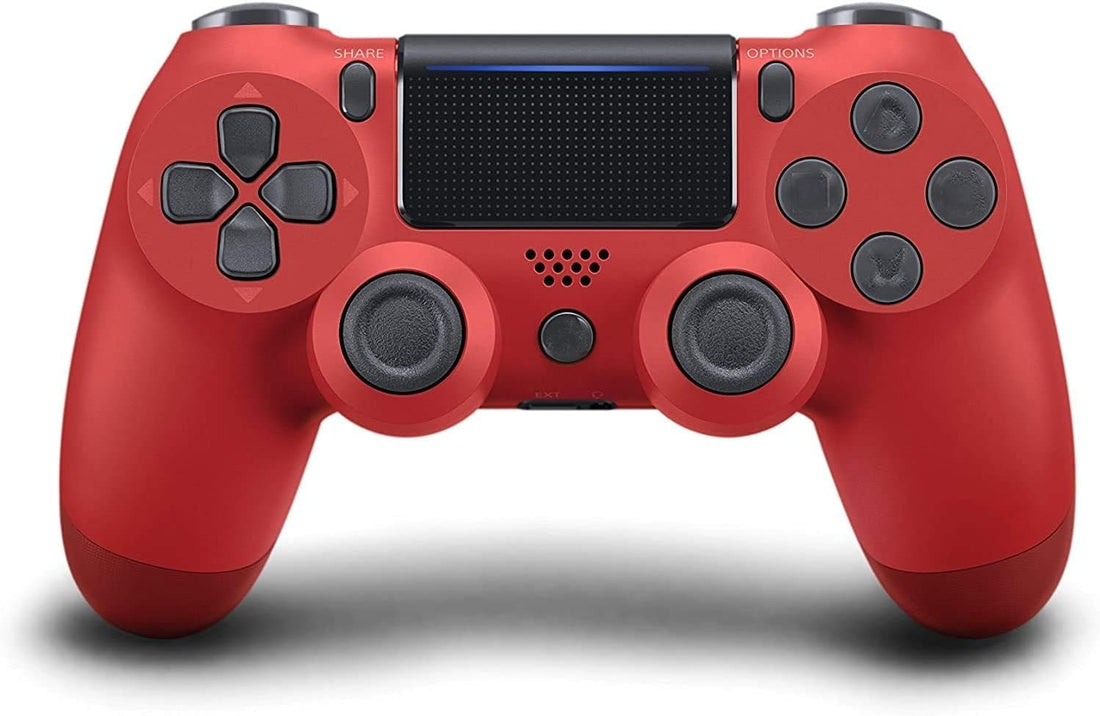 Third Party Generic Wireless Controller for PS-4, Compatible for Play4/Slim/Pro Console, 6-Axis Dual Vibration Motor Gamepad with Enhanced Joystick/Audio/Touch pad/800mAh Battery,Red