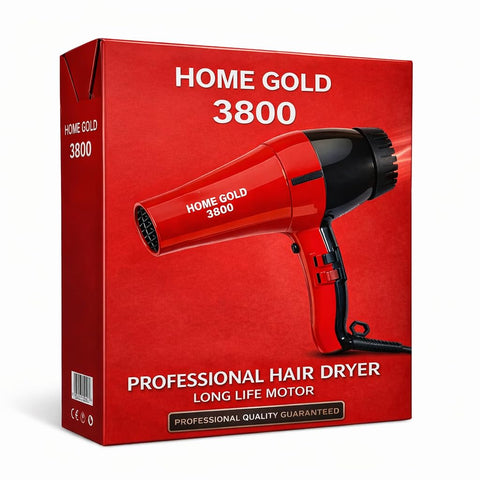 Professional Hair Dryer 1500W 2 Speeds 4 Heat Settings for All Hair Types Anatomical Handle Removable Filter Model 3800 Black