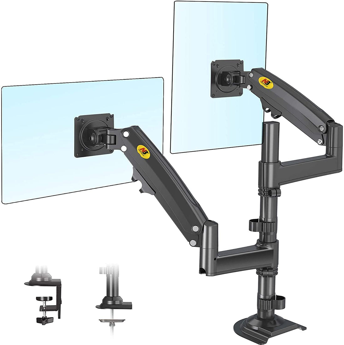NB AV MOUNT Dual Monitor Desk Mount Stand Full Motion Swivel Computer Monitor Arm Fits 2 Screens up to 32" with Load Capacity 4.4~26.4lbs Each, Tabletop Mount for 22" to 32" Monitors