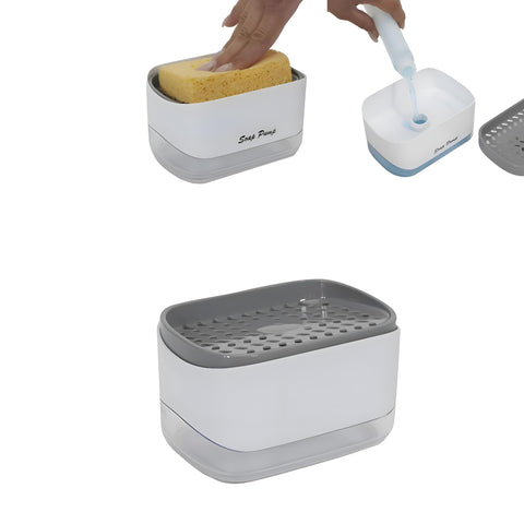 Home Essential - Versatile Liquid Dispenser with Sponge Organizer, Simple Refill Top, Elegant Neutral Colors Match Any Decor, Reduces Mess, Perfect Gift for Housewarmings or Kitchen Upgrades Now