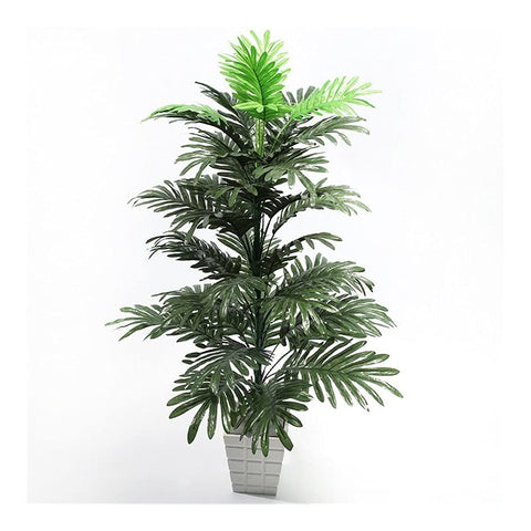 Tropical Palm Tree - 90cm Large Artificial Plant with Fake Monstera Silk Palm Leafs and Big Coconut Tree for Home Garden Decor