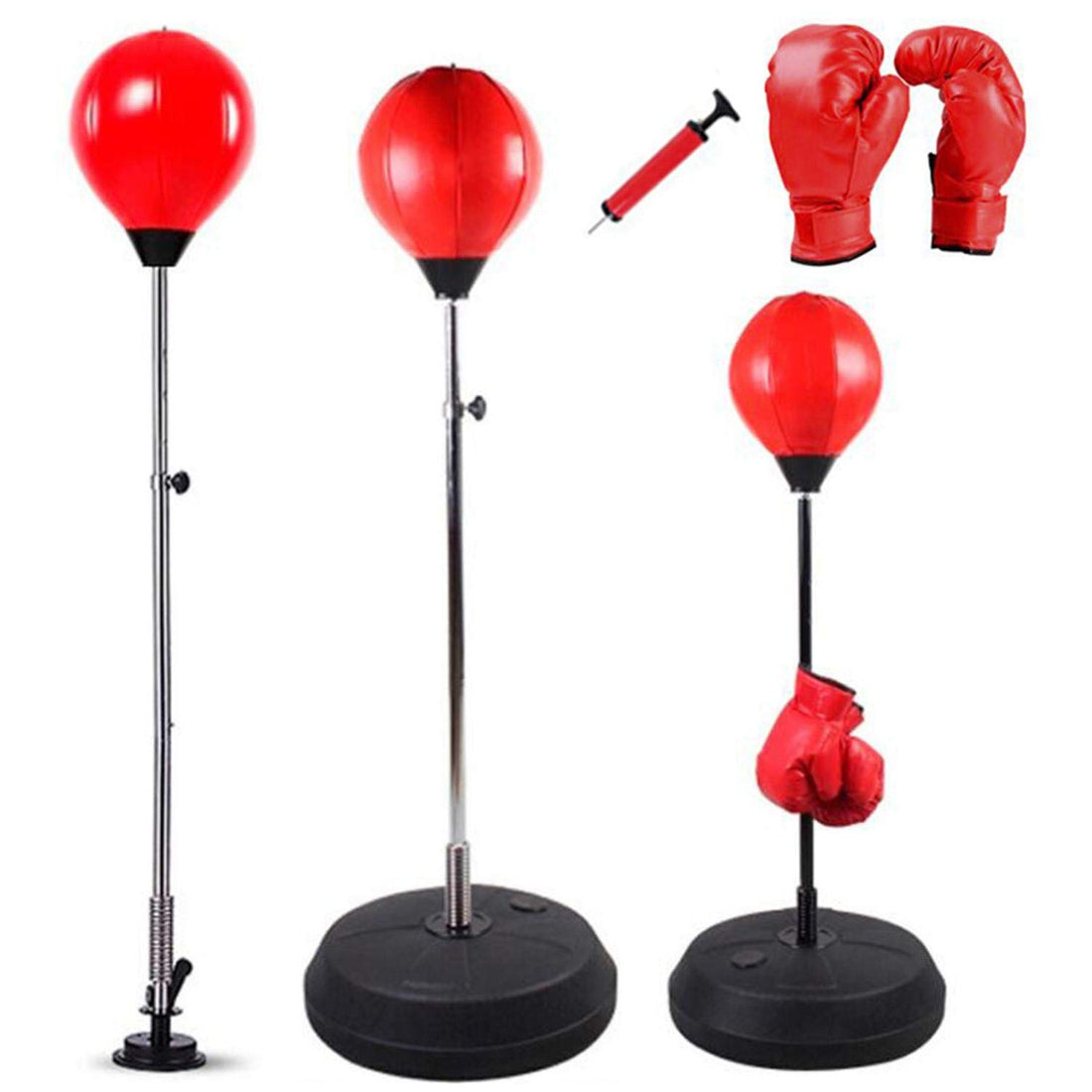 Anti-Stress Fitness Boxing Stand Set With Adjustable Height, Punching Ball, Gloves, Inflation Pump - Gift for Boxing Lovers