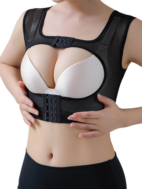 Women Mesh Posture Corrector Corset Lightweight Breathable Breast Lift Corset Shaping Support Belt Back Support Belt Comfortable Stability Improve Posture Reduce Humpback Pain