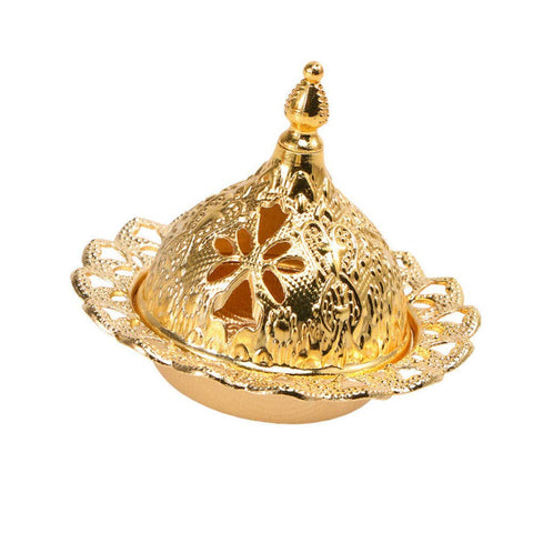 1 Pcs Vintage Elegant Mini Golden Incense Burner Aromatherapy Furnace Middle Eastern Style for Teahouse Home Decoration