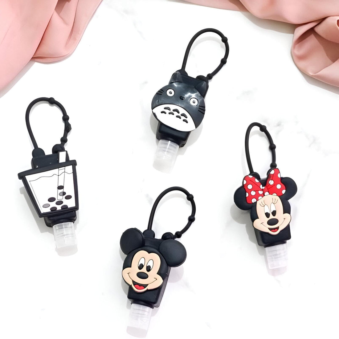 Silicone Dispenser - Adorable Cartoon Character Design for Kids and Fun-Loving Adults, Ideal for Soap, Lotion, and Hand Sanitizer, Easy to Use and Refill (4 pcs)