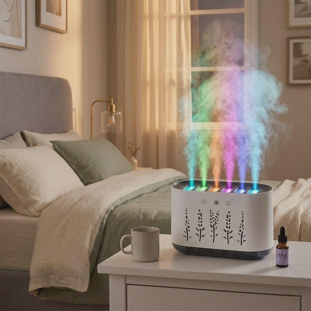 Smart Aroma Diffuser Multi Color - Ultrasonic Air Humidifier with Music and Ambient Light Function - 700ml