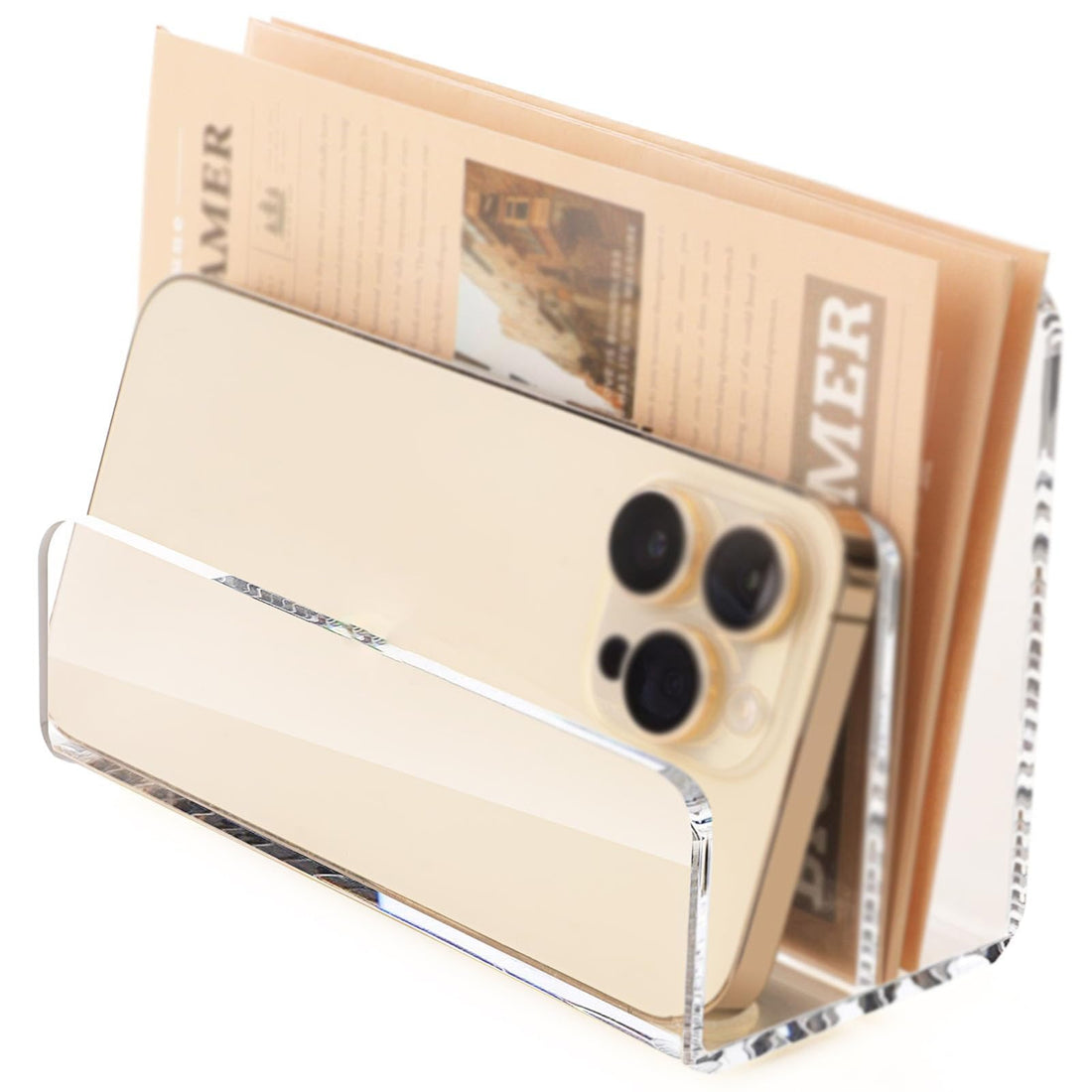 JAZZEEL A 2-Section Clear Acrylic Mail and File Organizer for a Desk - A Vertical Lightweight and Modern Envelope and Letter Holder