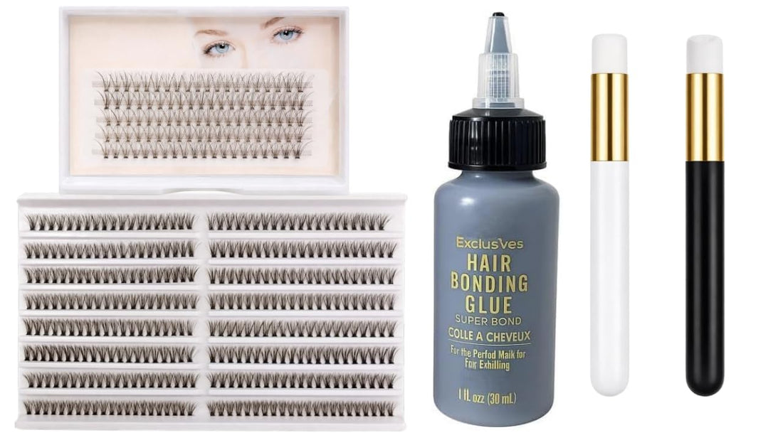 DIY Lash Styling Kit with LC123 One by One Lash Tray, 30D One by One Lash Tray, 2 Lash Shampoo Brushes and 1 Lash Glue for Lash Routine Use