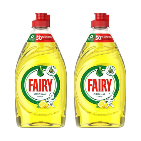 Fairy Washing Up Liquid. Dishwashing Liquid for Sparkling Clean Dishes. Powerful Grease Cutting Dish Washing Liquid that is Gentle on Skin. 2 x Lemon 320ml.