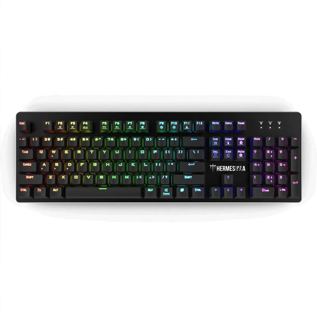 GAMDIAS Hermes P2A Full-Size RGB Mechanical Gaming Keyboard with Optical Switches, 12 Built-in Lighting Effects, 8 Multimedia Keys, 4 Lighting Effects Hotkeys and 32KB Built-in Memory (Multicolour)