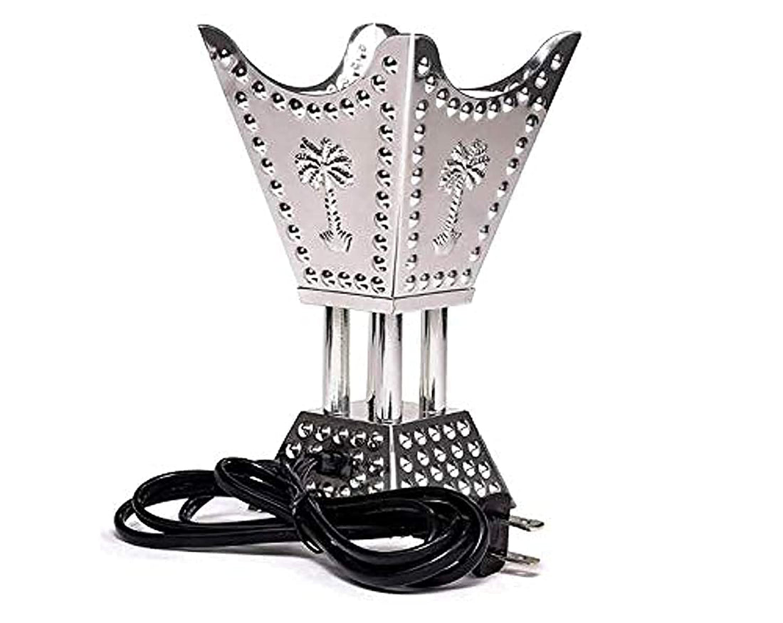 Bakhoor Burner Arabic Middle East Electric Incense Burner, Silver مبخرة كهربائية