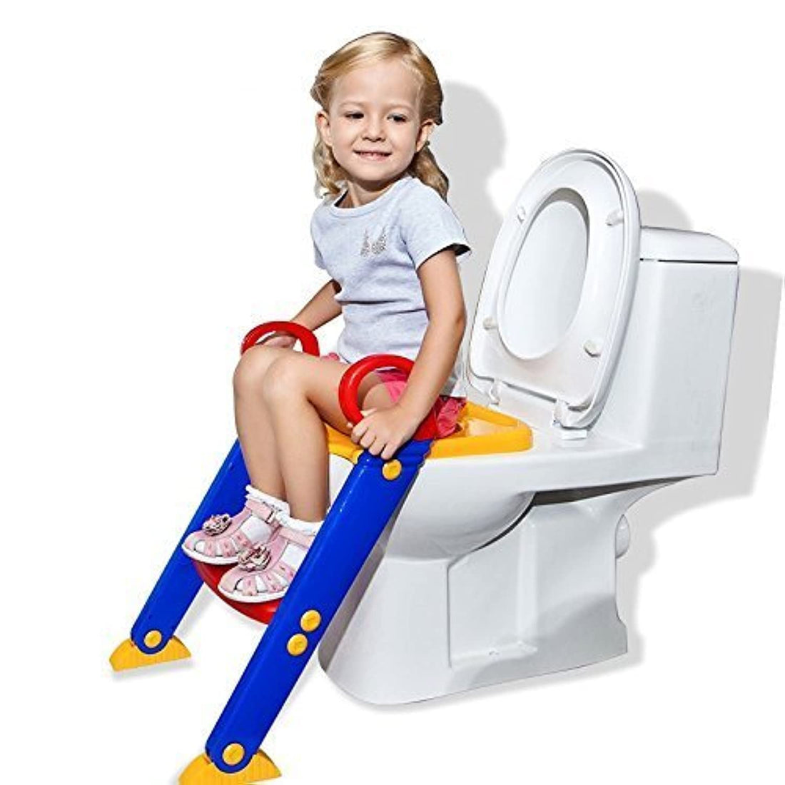 Children Toilet Ladder Potty Trainer Seat Chair Kids Toddler With Ladder Step Up Training Stool -Color May Very
