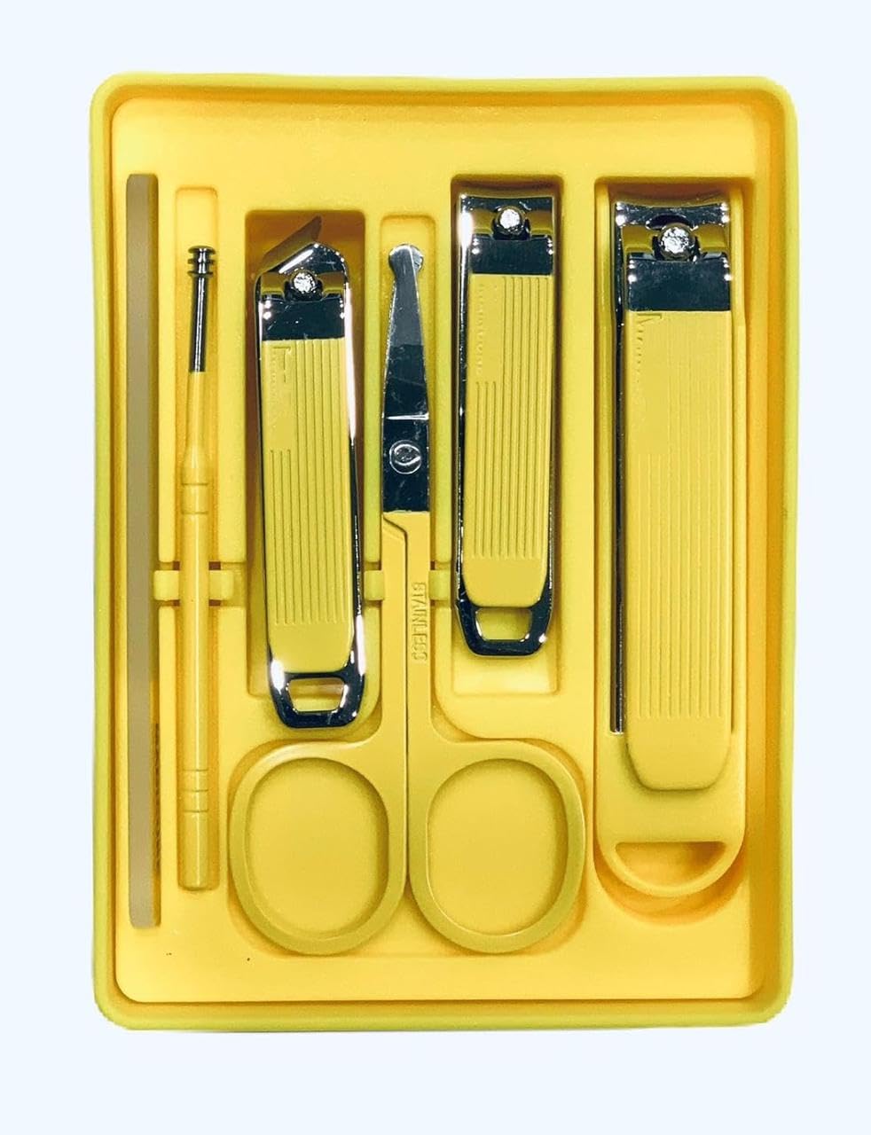 6PCS Manicure Set, Manicure Pedicure Set, 16 Pieces, Nail Clippers, Stainless Steel, Professional Nail Set for Women, Men, Travel Bag, Nail Scissors, Nail Care Kit for Home, Travel,- yellow