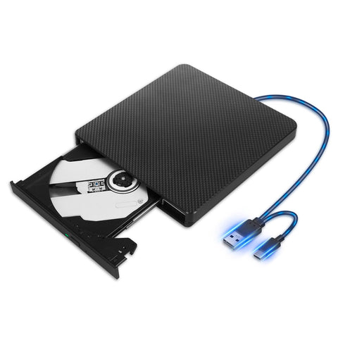 UOKOW External CD DVD Drive for Laptop, USB 3.0&Type-C ，External Dvd Drive Portable，External CD/Dvd +/-Rw Drive Burner For Windows XP / 2003 / Vista / 7/8.1/10 / 10.1, Linux, MacOS system, MacBook Air