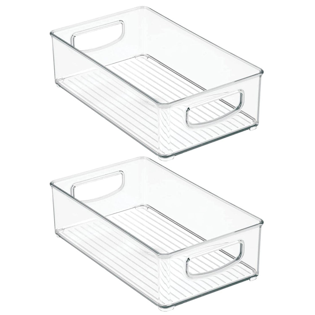 INKULTURE Stackable Acrylic Fridge Organizer Sturdy Pantry And Refrigerator Storage Containers Bins With Handles | Large | Pack of 02 | For Bathroom, Kitchen Cabinet, Pantry, Home Organization