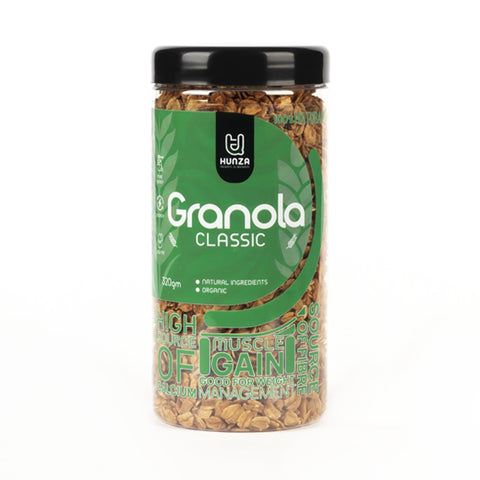 "Classic Granola with Oats | High Fiber & Protein | Healthy & Nutritious Breakfast | No Added Sugar or Preservatives | 320g by Hunza"