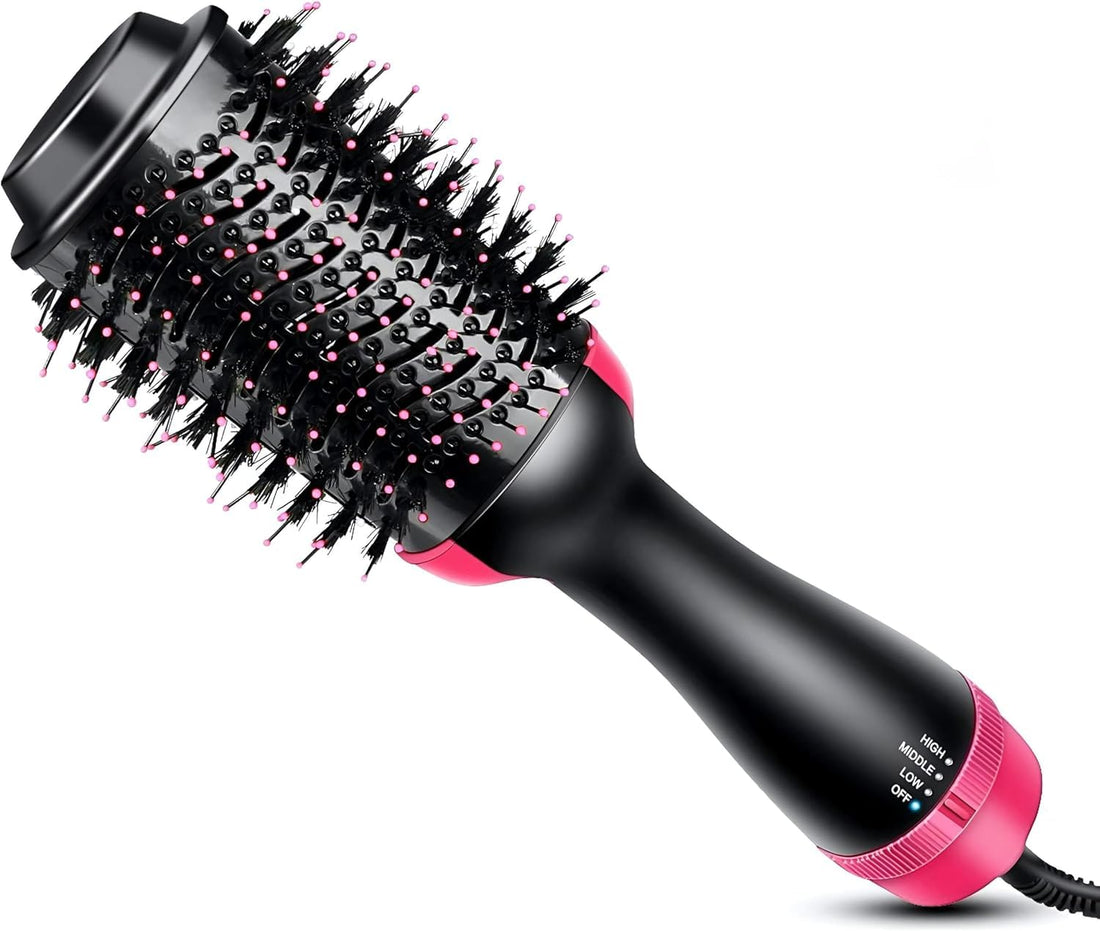 2 in 1 Hair Straightening & Dry Hair Straightening Brush - High Power Hair Dryer for Curls & Roots Lifting - Oval Airbrush Comb to Reduce Frizz & Quick Styling for All Hair Types 1200W