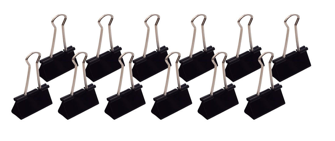 DLOffice Sturdy Binder Clips, 32mm, 12 Pieces - Black