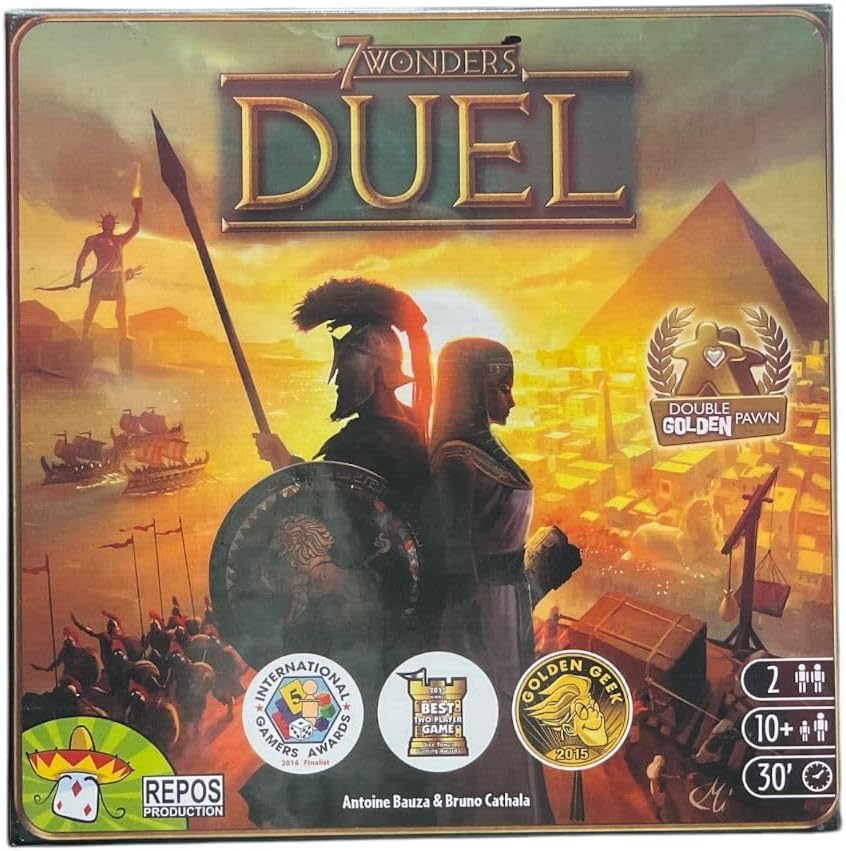 double golden pawn Duel 7 Wonders Board Game, 2 Players, 30 min