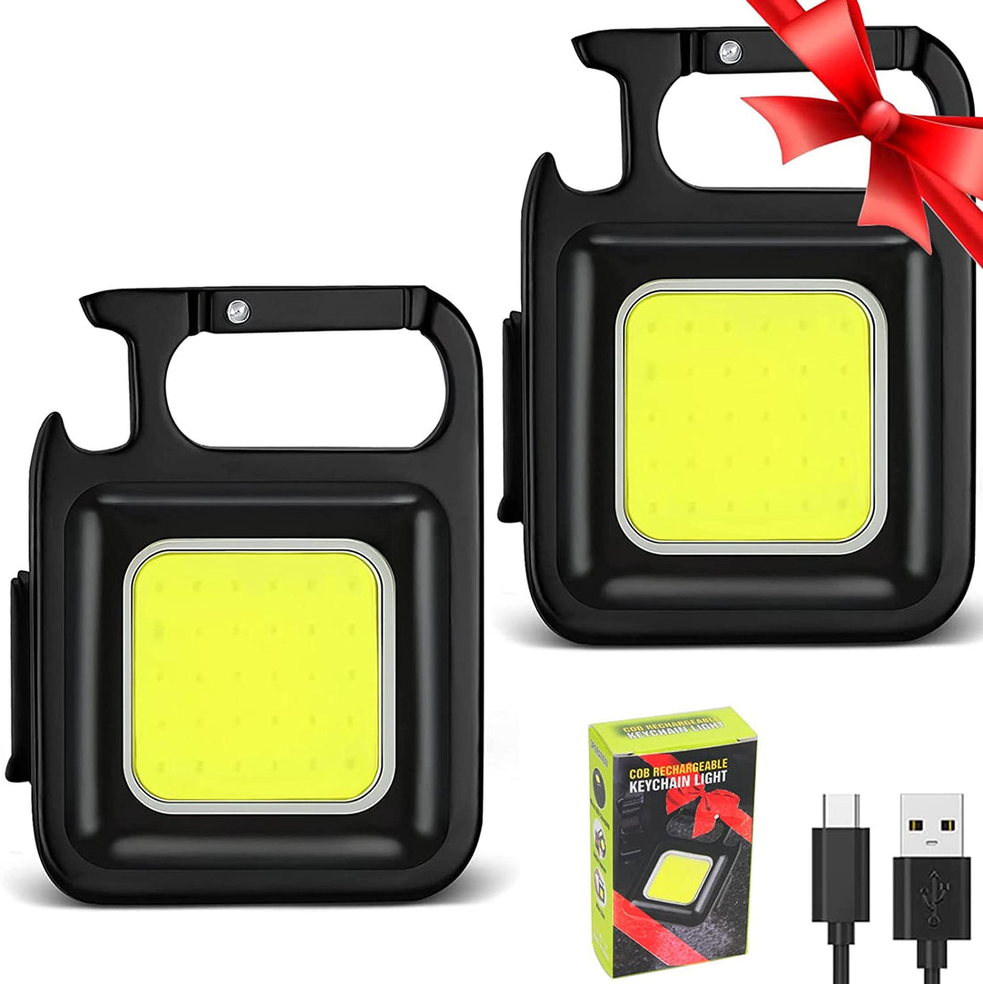 AISEN Mini COB Keychain Flashlight, Mini COB Torch, COB Rechargeable Keychain Small Flash Light 400 Lumen, Multifunctional Keychain Emergency Light,4 Light Mode Tiny Handheld Keychain Torch Work Light