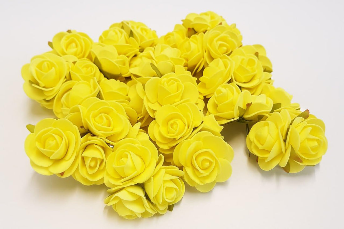 Natural Touch Artificial Roses Set - Soft and Durable Material - Elegant Decoration for Home and Events - 12 Rose Ties of Each Set (Yellow)