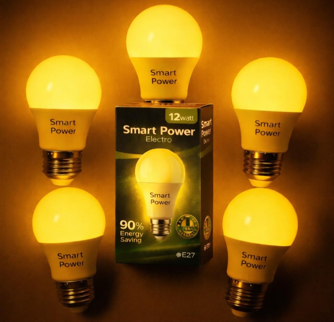 12W LED Bulb, Warm Yellow Light, Save up to 80%, Long Lifespan, 5 Pcs Display