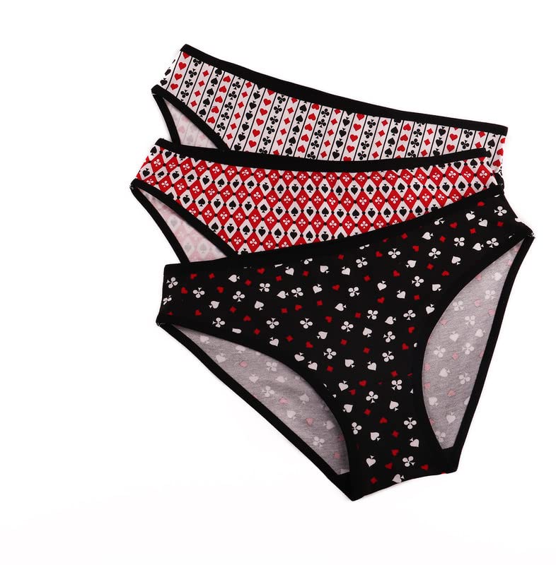 milk Pack Of 3 Bikini Printed Undies Play Cards For Women Large Multicolor Black