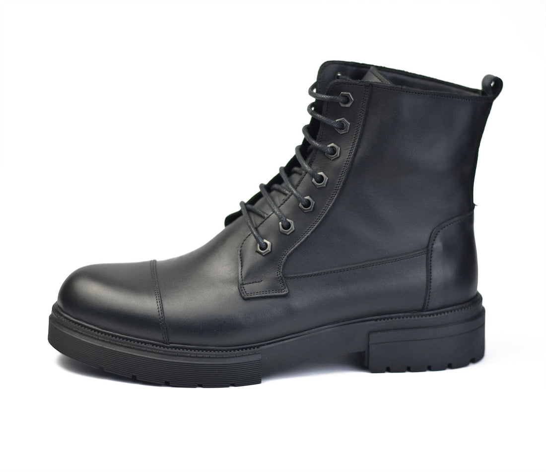 Genuine Leather Lace-up Boots High Rubber Sole Slip Resistant