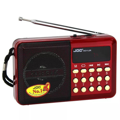 JOC Quran Radio Black Red FM (87.5-108 MHz) USB Portable Radio
