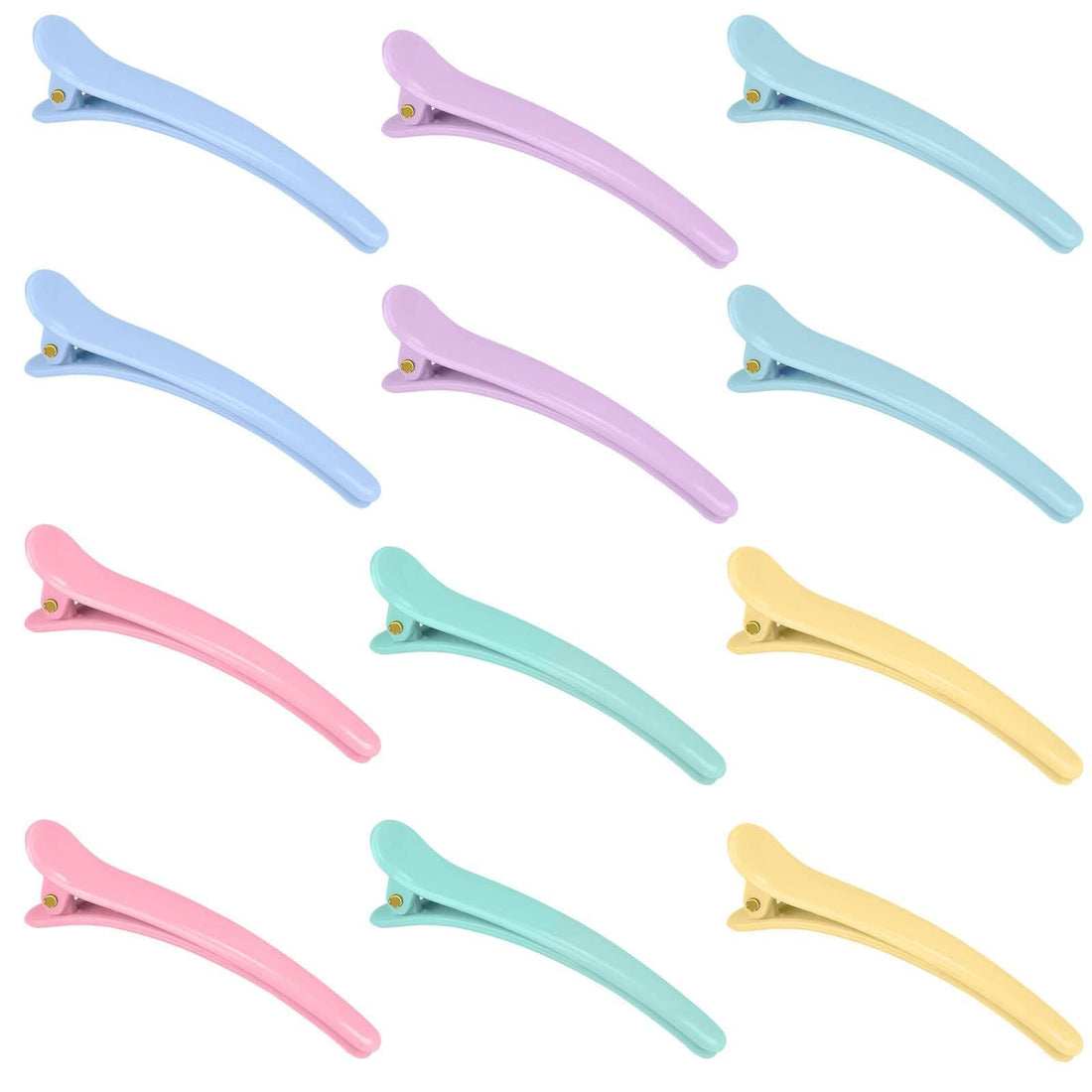 12 Pcs Hair Clips-Professional Non-Slip Multicolor Plastic Duck Teeth Bows Hair Clips with Anti-slip Ergonomic design–Crocodile Hair Styling for Women and Girls + Ideal Gift Idea