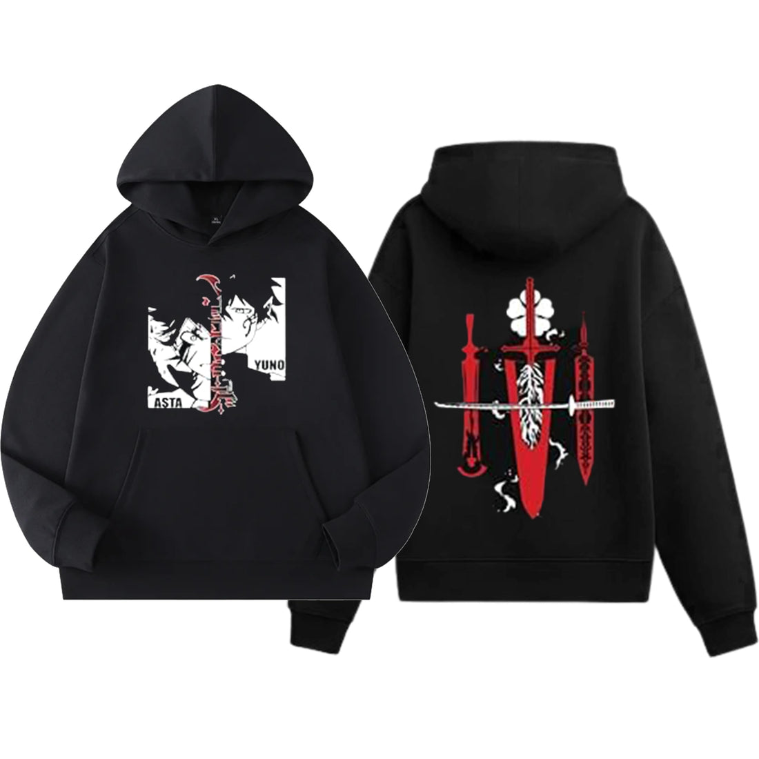 Anime Cotton Hoodie, Black with Amazing Print Design, Pullover Sweatshirt unisex 4