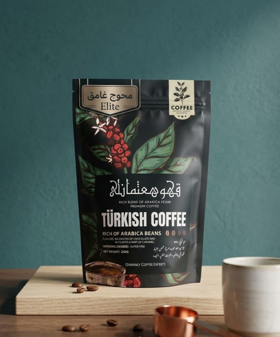 Osmanly Elite Turkish Coffee, Rich Blend of Arabica and Robusta Beans, Fine Grind, 250 g