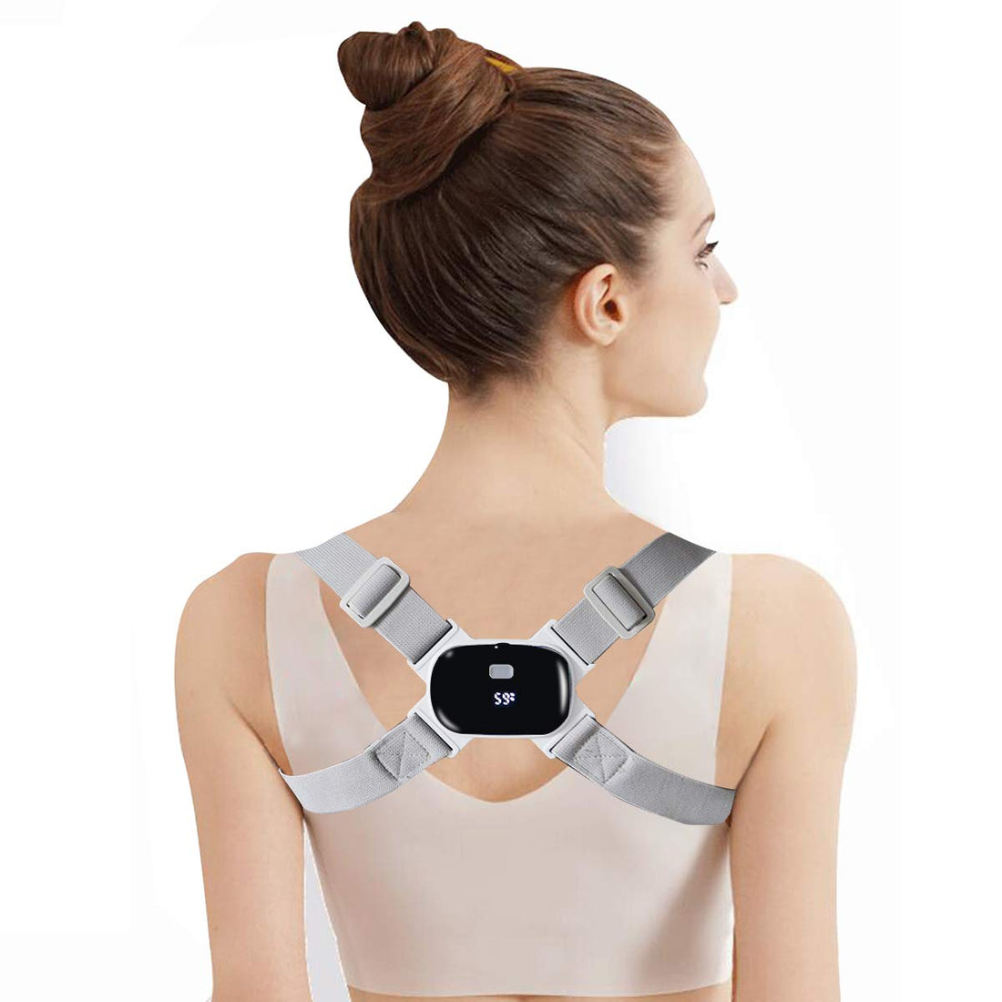 Posture Corrector with Counting Function, Back Brace with Intelligent Sensor Vibration Reminder, Posture Trainer Improve Slouch, Prevent Humpback, Relieve Back Pain for Kids/Women/Men(Gray)