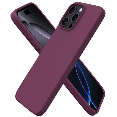 ORNARTO Compatible with iPhone 16 Pro Max Case 6.9", Slim Liquid Silicone 3 Layers Full Covered Soft Gel Rubber 16 Pro Max Phone Cases Cover 6.9 inch-Wine Red