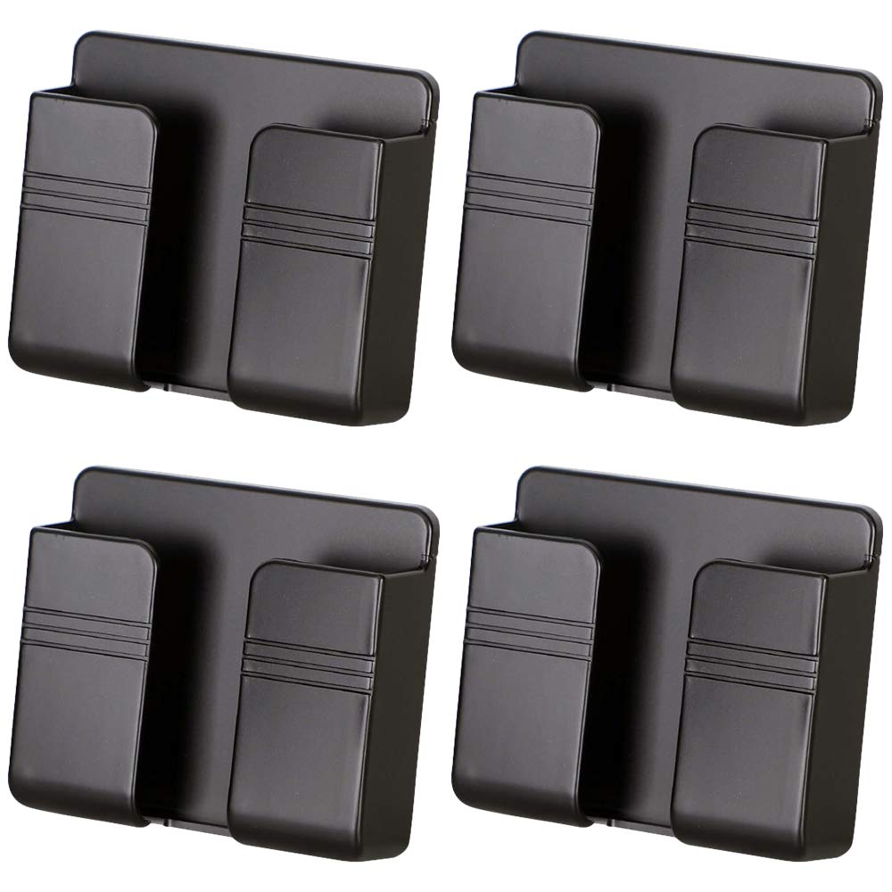4pcs Wall Mount for Mobile Phone Charger, 3M Adhesive Wall Mount for Mobile Phone Charger, Phone Holders for Shower Bed Wall (Black)