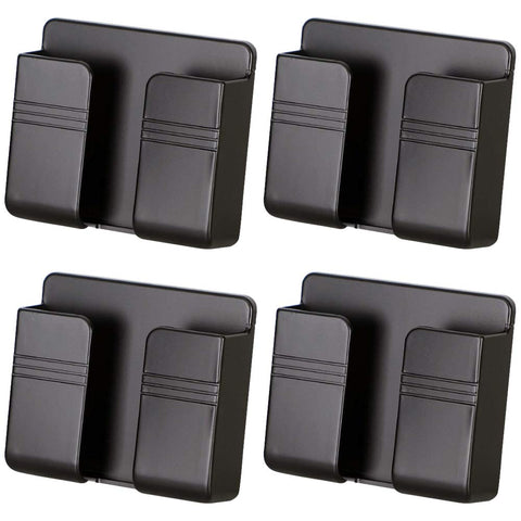 4pcs Wall Mount for Mobile Phone Charger, 3M Adhesive Wall Mount for Mobile Phone Charger, Phone Holders for Shower Bed Wall (Black)