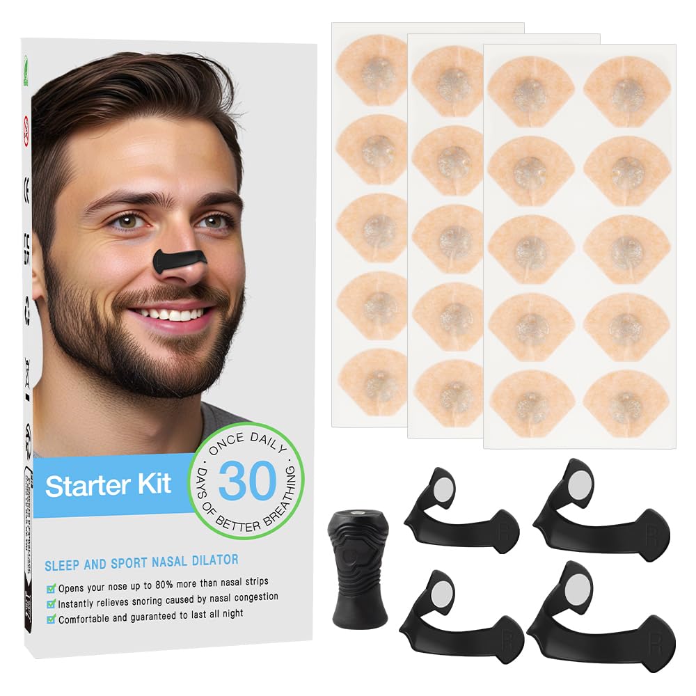 Pack of 30 Breathing Nasal Strips, Magnetic Nose Plasters, Magnetic Anti-Snoring Nose Strips, Safe and Effective Nose Plaster, Better Breathing (30 Pieces)
