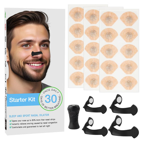 Pack of 30 Breathing Nasal Strips, Magnetic Nose Plasters, Magnetic Anti-Snoring Nose Strips, Safe and Effective Nose Plaster, Better Breathing (30 Pieces)
