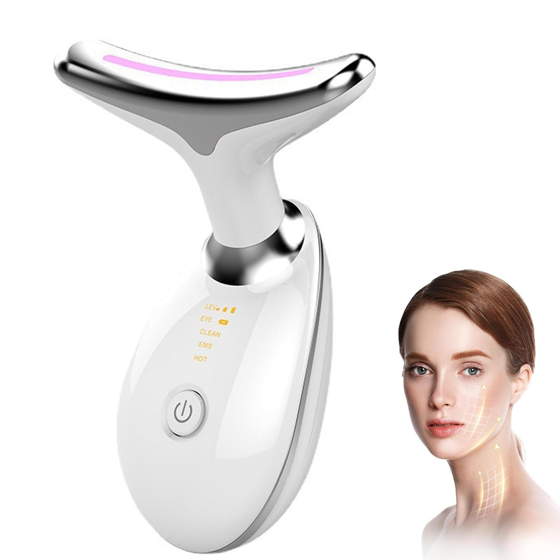 Face Massager, 3 Modes EMS Gua Sha 45 °C, Anti-Wrinkle Beauty Device, Double Chin Lifting Tool Guasha Face Motorized Wireless, White