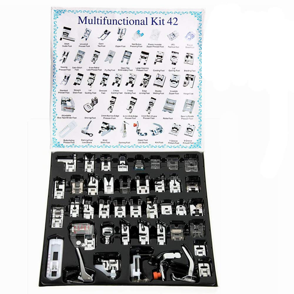 42pcs Domestic Sewing Machine Presser Foot Set for Brother, Babylock, Singer, Janome, Kenmore, and White Low Shank Sewing Machines