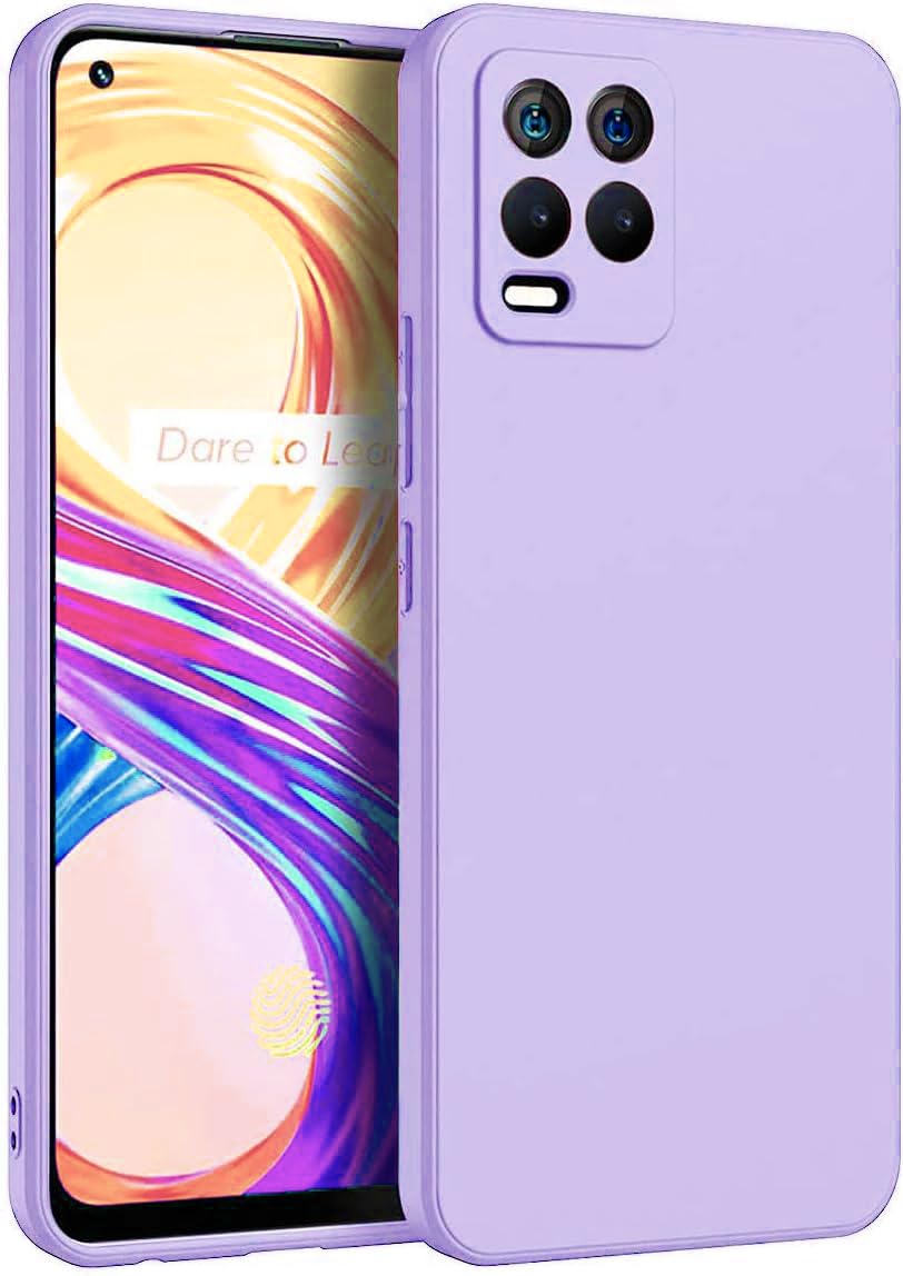 Silicone Case Compatible with OPPO Realme 8 (4G) / Realme 8 Pro Silicone Gel Rubber Shockproof Case Cover Matte Finish with Cloth Inner Lining (Lavender)