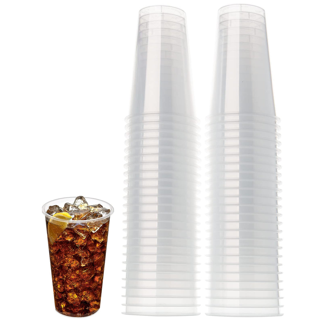Wonka SFandFF [50 pack] 16 oz clear disposable plastic cups, disposable beverage cups and beer cups for weddings, friend gatherings and Christmas parties