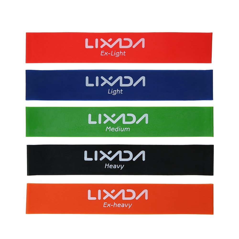 Lixada 5PCS Sports Exercise Resistance Loop Bands Set Elastic Booty Band Set for Legs and Strength Training