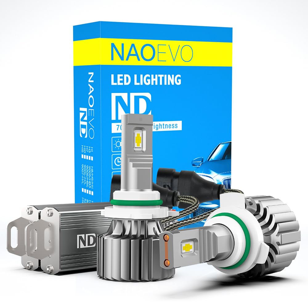 NAOEVO ND Series LED Headlight Bulbs 140 Watt / 16,800 Lumens Super Bright,set of 2 Bulbs (70 + 70 Watt) (9012)