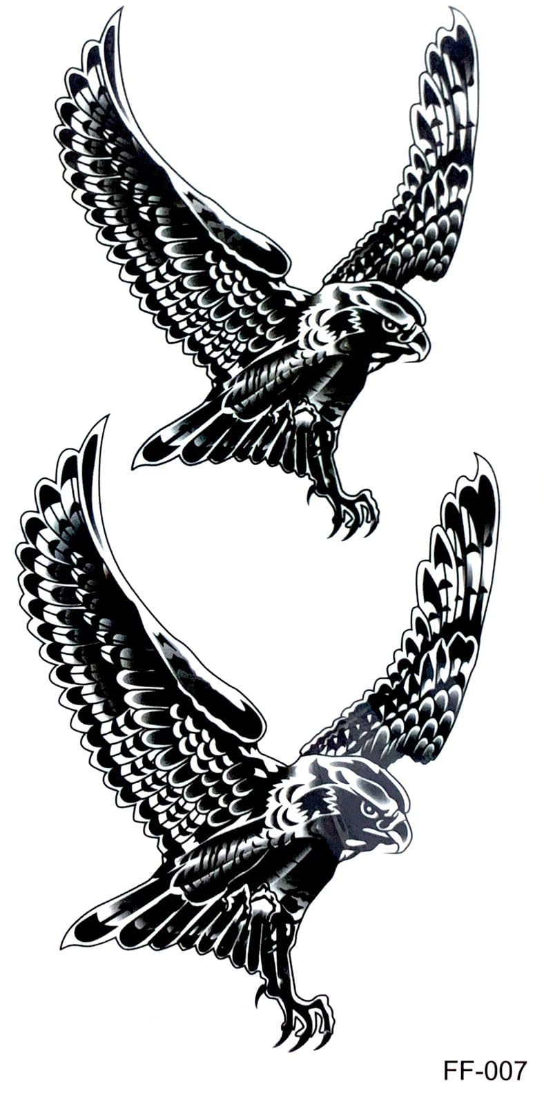 Tattoo Tech, 1 Sheet Medium Semi Permanent Tattoo21*12cm, Adult Art Design Temporary Tattoos, Lasts 1-2 Weeks, Waterproof, Realistic Look, No Adhesive, No Reflection-BLUE (FF-7)