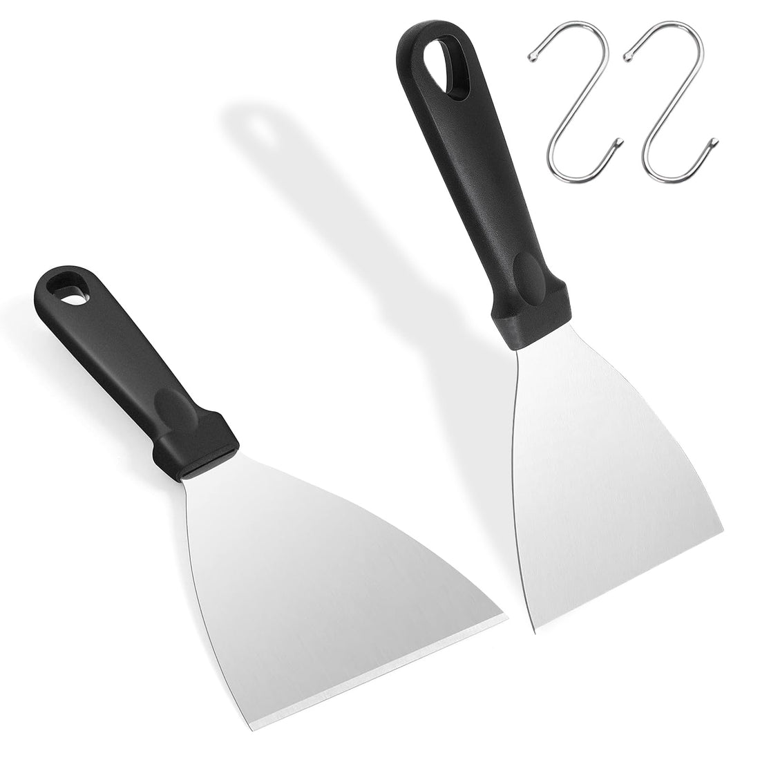 ACONDE 2 Pieces Steel Barbecue Spatula Grill Spatula Stainless Steel Grill Spatula Barbecue Scraper Handle Spatula for Grilling Teppanyaki Meat and Cleaning the Grill Pan