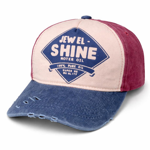 Vintage Industrial Baseball Cap – Jewel Shine Design, Washed Denim Look, Adjustable Strap, Cotton Blend 6 Panel Casual Hat for Men & Women, Tricolor Style – Dida Stores
