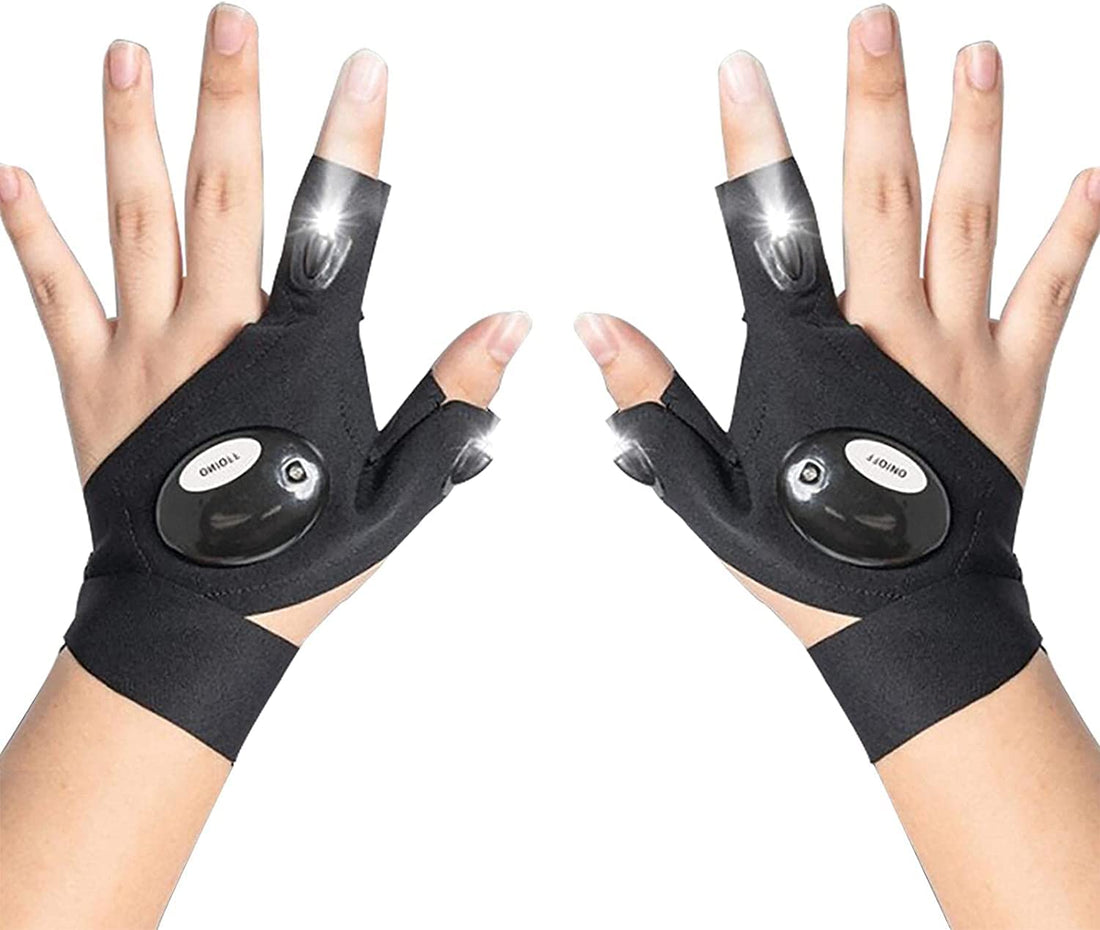 Generic 2 LED Flashlight Gloves Outdoor,Work Gloves with Light for Darkness Places, Fishing, Camping and Hikings