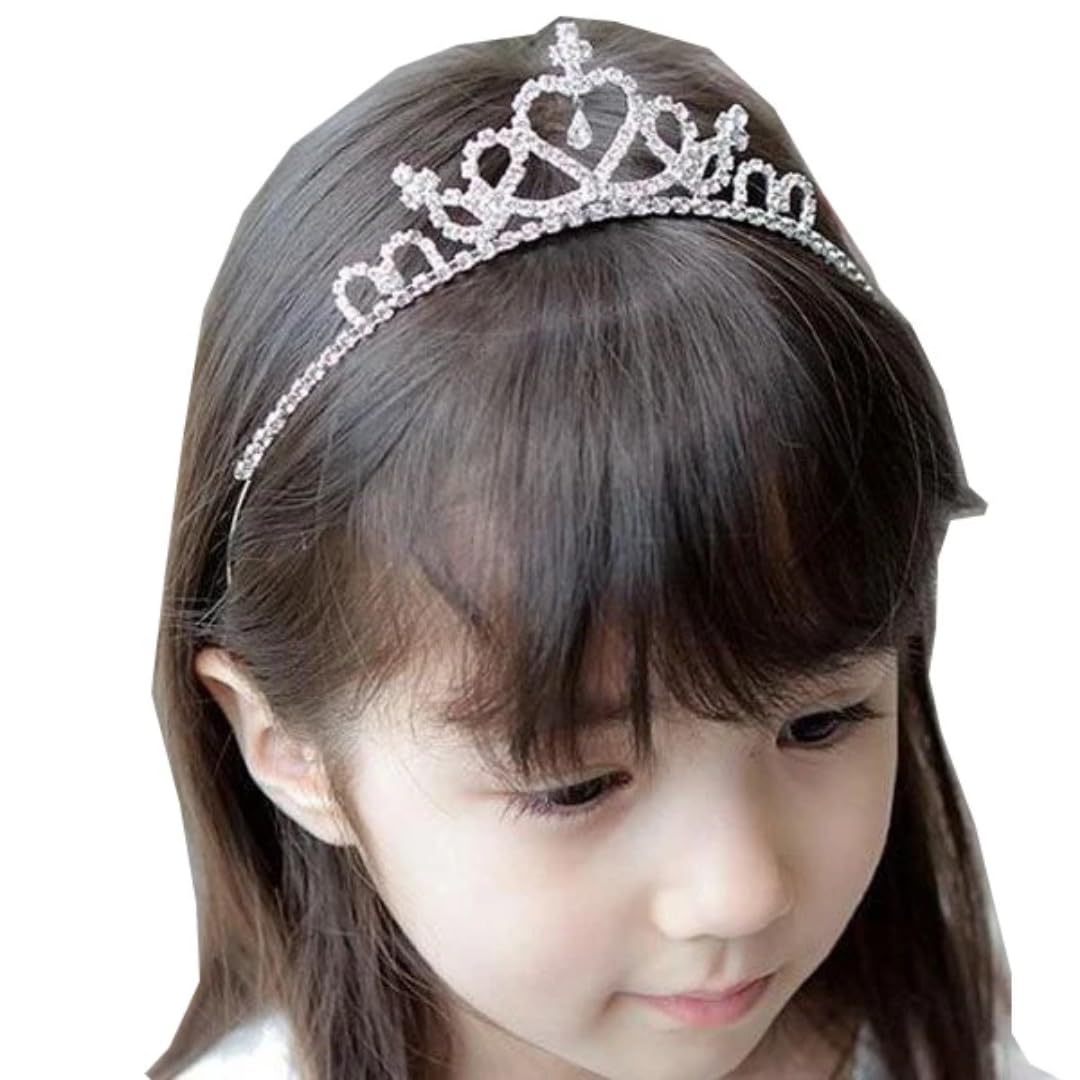 Silver Hair Tiara for Girls with Crystals - Fashion Accessory for Parties and Occasions Multi Shape Silver