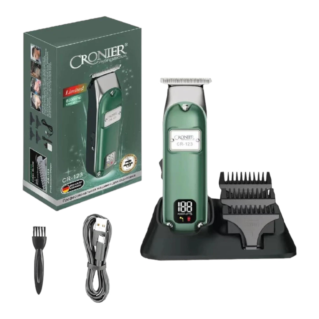 Professional Men's Razor CR-123 German Design Strong Motor Metal Body
